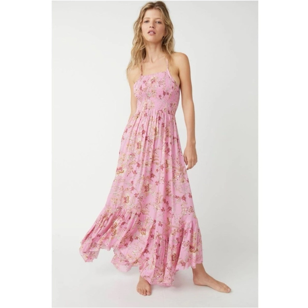 Free People Heat Wave Printed Maxi Dress In Pink Combo